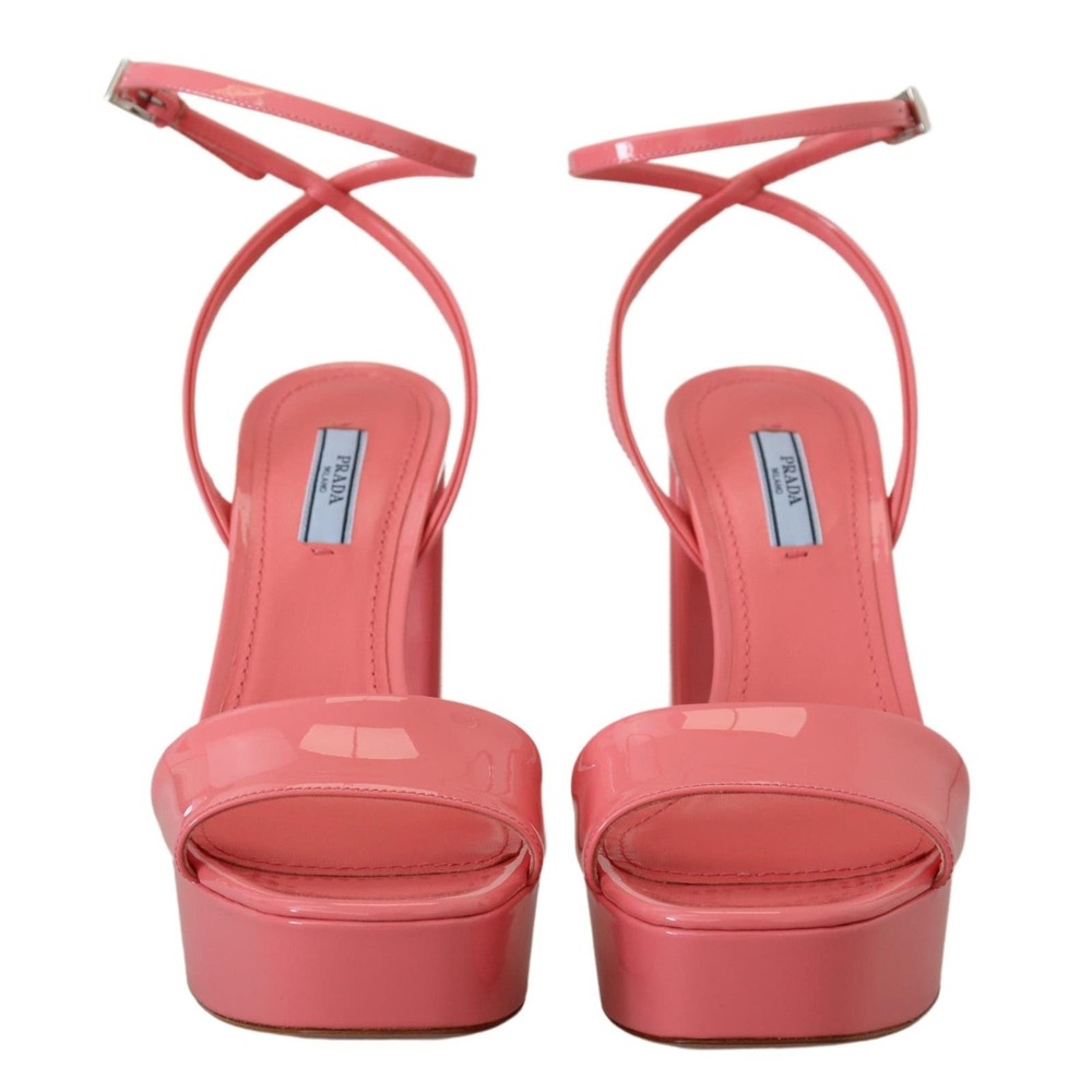 Prada Pink Patent Sandals Ankle Strap Heels Sandal/EU37/US6.5/Pink